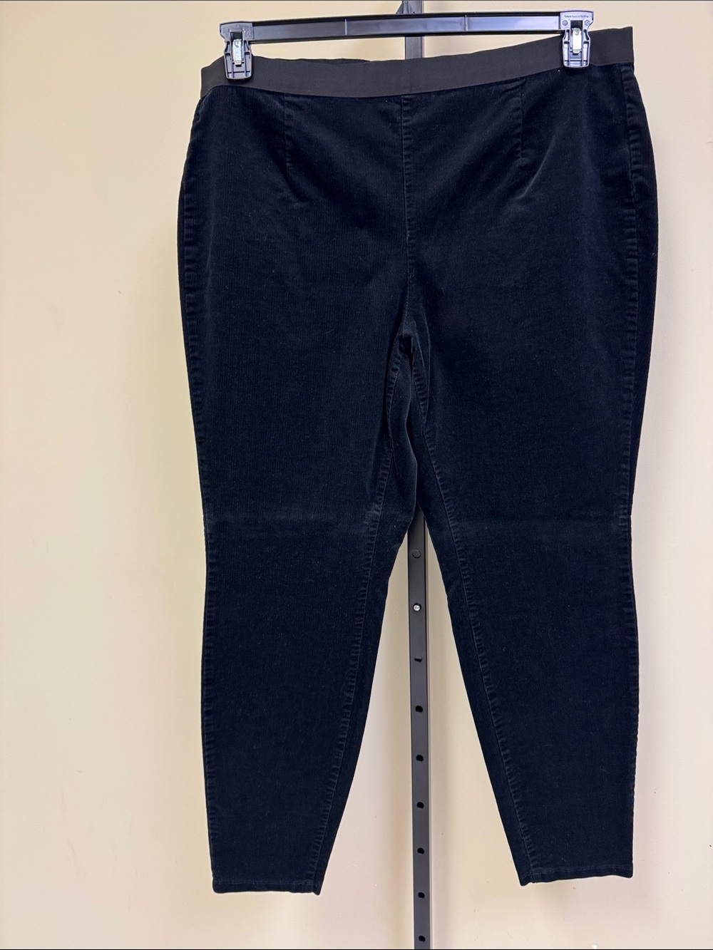 Eileen Fisher Black Straight-Leg Corduroy Pants